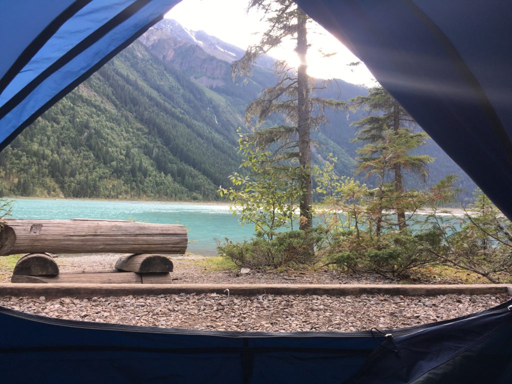 view-from-tent-of-kinney-lake-berg-lake-trail